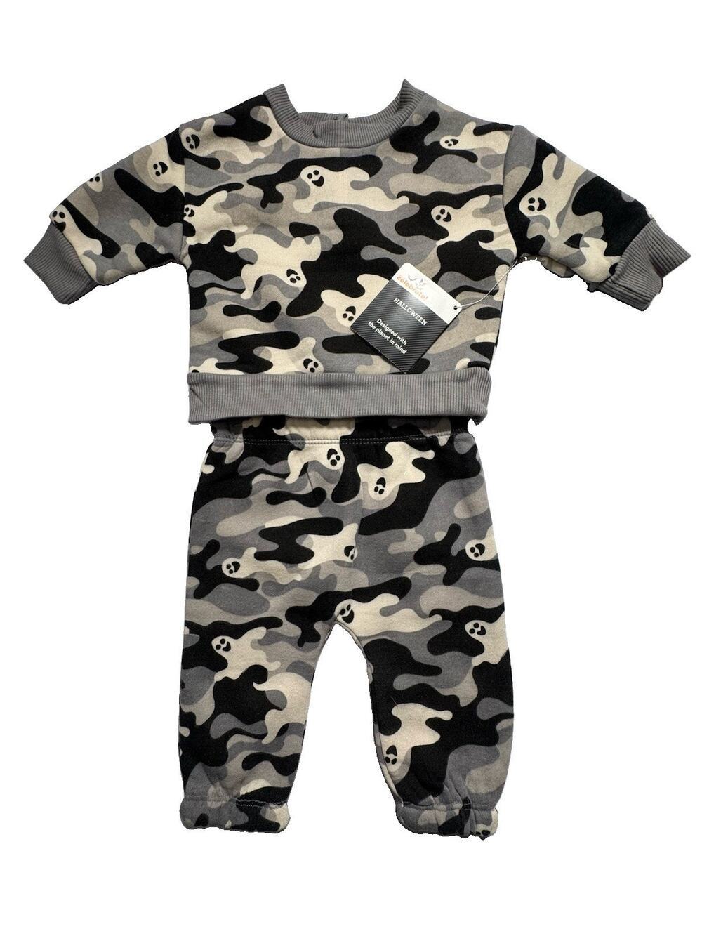 Way To Celebrate Baby Ghost Camo Halloween Fleece Set 0-3M New With Tags